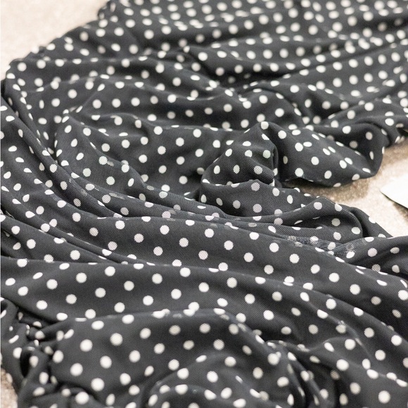 Love & Design Black Polka Dot Dress One Shoulder, Size L - Picture 3 of 4